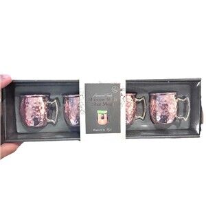 Hammered Finish Moscow Mule Shot Mugs – Copper Look, Mini Barware, Rustic 4 Pack